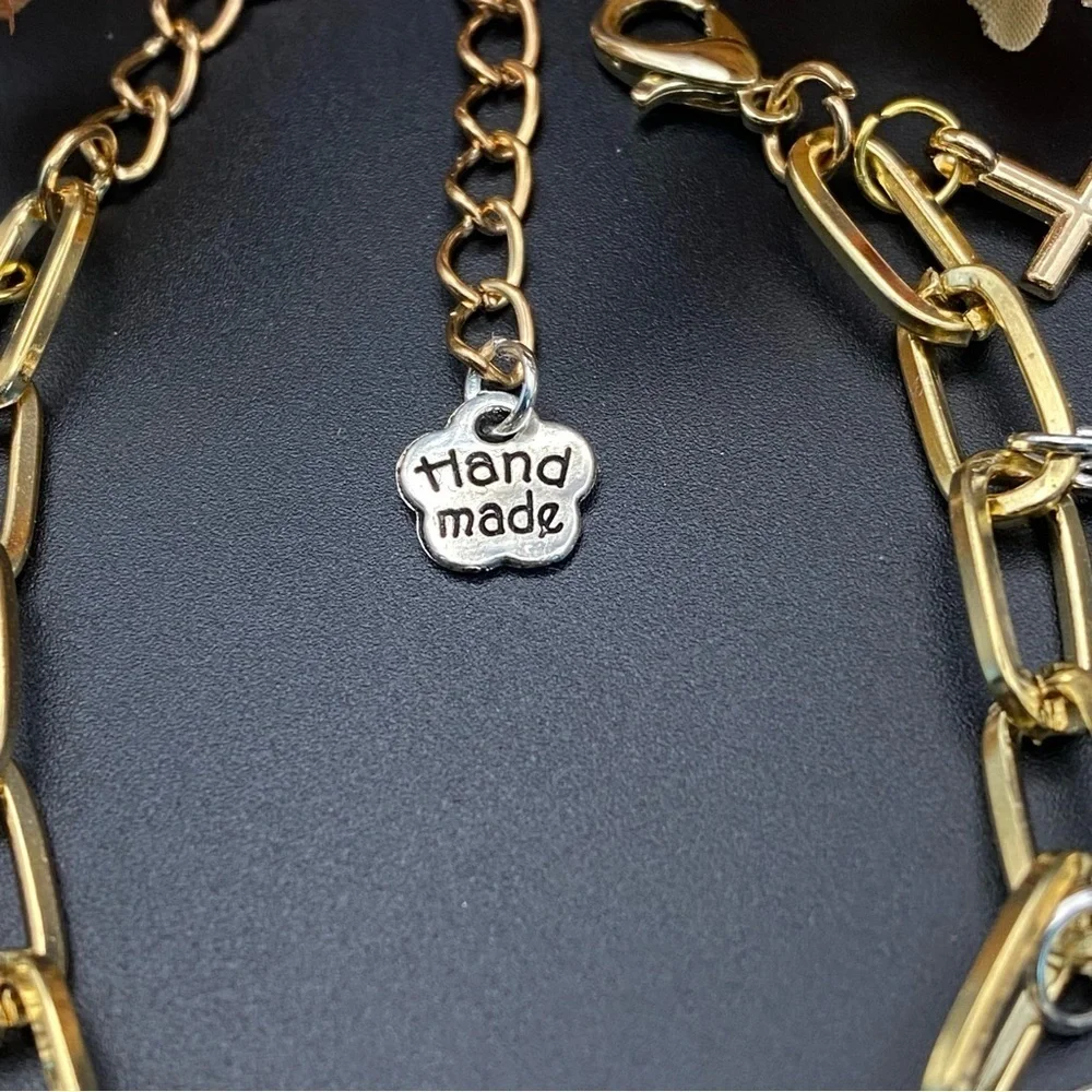 Gold and Silver Handmade Religious Charm Bracelet